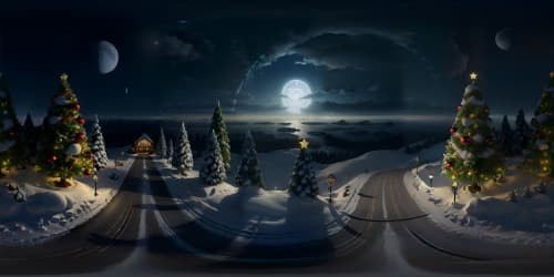 VR360 scene: high-resolution, "undecorated Christmas tree", perfect symmetry, lush evergreen, star-tipped pinnacle. Style: like an oil painting, extraordinary detail, color depth, texture richness. Stellar VR360 experience, immersive masterpiece.