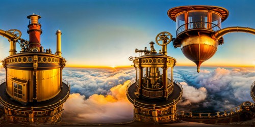 A flawless, ultra-high-resolution depiction of a vast steampunk metropolis, adorned with ornate brass embellishments, grandiose smokestacks, interlocking gears, billowing steam, all bathed in a resplendent golden-hour light, an unparalleled artistic achievement.