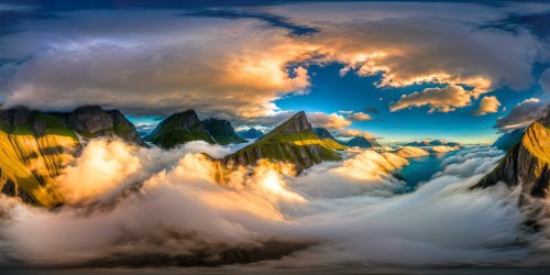 A perfect, ultra-high-resolution depiction of Norway's breathtaking coastal mountains, where majestic peaks embrace the serene sea under a flawless sky, revealing vibrant hues and intricate details - a digital magnum opus encapsulating the essence of Nordic magnificence.