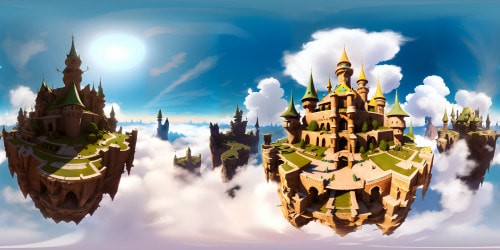 Wondrous castle floating above the clouds