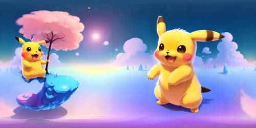 fluffy Pikachu holds an ice cream in its hand