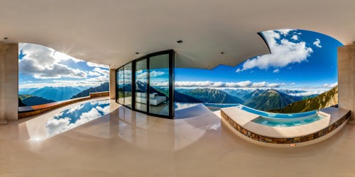 A flawless minimalist luxury abode with grand panoramic windows showcasing breathtaking mountain vistas, ultra-realistic details, and perfection in every pixel, embodying the pinnacle of modern design.