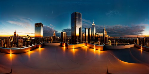 A flawlessly crafted, high-definition skybox within a lavish penthouse, showcasing an expansive, ultra-realistic vista of downtown New York City, featuring a perfect blend of city lights, towering skyscrapers, and a vast, star-studded night sky.