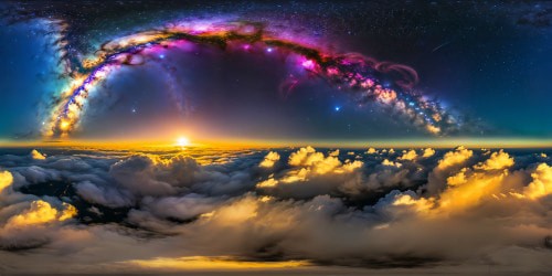 A grand celestial vista showcasing a boundless sky populated with vibrant stars, swirling galaxies, and nebulae, all rendered in flawless ultra-high resolution detail, exuding a sense of sublime wonder and awe.