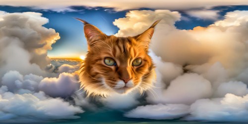 A flawless, ethereal feline with fur reminiscent of billowing clouds, detailed down to each wisp, set against an ultra-high-resolution background, showcasing its splendor as a true artistic masterpiece.