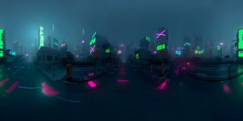 a cyberpunk city with long neon eniormment