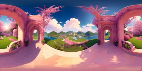 Ultra high-res VR360 scene, silver stage for virtuosos, phantom pianist and violinist. Scattered flowers, masterpiece quality. Art Nouveau style, intricate details, lustrous textures, pastel palette in VR360 view.