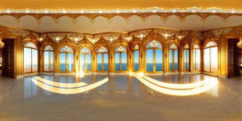 Glistening diamond-encrusted palace under a radiant golden sun, reflecting sparkles off flawless crystal-clear walls, opulent gemstones adorning every surface in ultra-realistic detail.