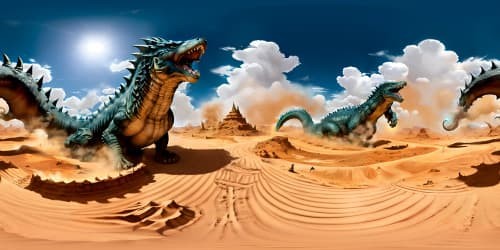 Godzilla on the sandy desert