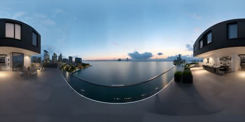 window view city waterfront night