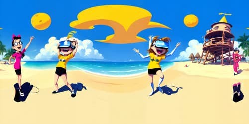 beach masterpiece animegril  suit wind swining  playing  happy 