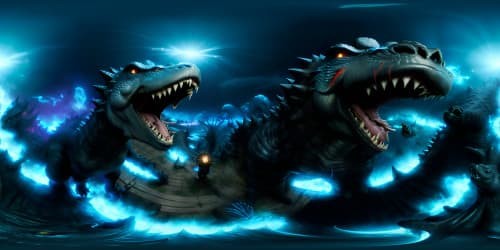 1 black Godzilla on the ocean