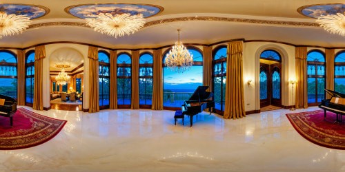 A lavishly designed living room in Taylor Swift and Travis Kelce's opulent shared mansion, featuring decadent crystal chandeliers, plush velvet furnishings, marble floors, golden accents, grand piano, panoramic windows overlooking lush gardens, intricate ceiling moldings, and an overall exquisite, glamorous ambiance in flawless ultra high resolution.