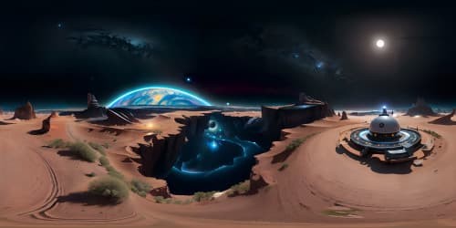 Masterpiece quality, ultra-high resolution VR360 view, celestial expanse of stars, overwhelming cosmic parallax, expressively detailed celestial bodies, nebula clusters, sophisticated star patterns, melodramatic hues of space. Style: Hyper-realistic, deeply immersive.