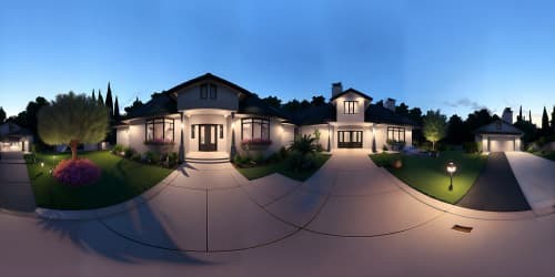 Ultra high-res VR360, pinnacle of masterpiece, iconic Simpson home, front yard focus, iconic elements with fidelity. Cartoonish color palette, vibrant, exaggerated proportions. Authentic VR360 Simpsons' style.