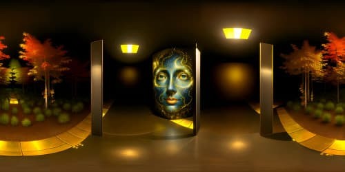 VR360 masterpiece, ultra HD quality. Dark void backdrop with glowing eyes, multiple glowing eyes peering from blackness.VR360 view.