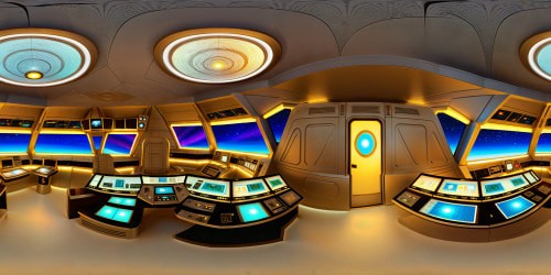 Immaculate view from the meticulously designed Battlestar Galactica spaceship's command center, with luminous holographic displays casting an iridescent glow over intricate panels, polished surfaces, and Earth in orbit visible through large windows, all presented flawlessly in stunning Ultra High-Resolution.