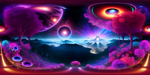 VR360 masterpiece, ultra-high resolution, world of pulsating mega eyeballs, Iris landscapes, pupil lakes. Panoramic ocular wonderland, VR360 view, cornea skies, eyelash forests. Surreal art-inspired, vivid color, intricate detail. All-encompassing eye textures, rich contrasts, multidimensional lights.