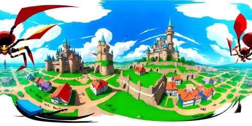 giant spider attacking  castle.