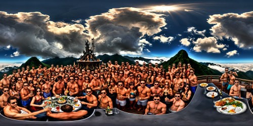 An opulent anime stripclub hosting a gathering of thirty meticulously lewd, shirtless woman elegantly savoring drinks, surrounded by lavish, intricately detailed decor,lights, and party eviromwnt, shimmering glassware, and a blackout drunk radiant aura, capturing a vivid scene of exciting social immersion and a good time, in pristine ultra high res quality.