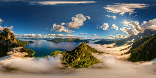 A crystal-clear, flawless lake reflecting a pristine sky, surrounded by lush green forests, rendered in ultra high resolution, a true visual masterpiece.