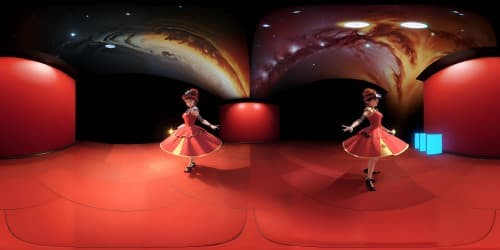 Trump dancing in a red dress