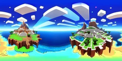 Minecraft-inspired VR360 cubic lands, high-res blocky terrains, Subnautica-like underwater realms. Terraria-style floating islands, pixel-art clouds. Within SCP containment, mysterious pixel-art objects. VR360 masterpiece, ultra-quality, pixel-perfect depth.