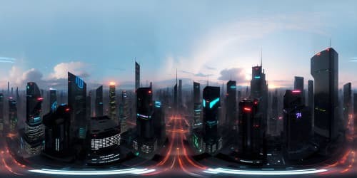 cyberpunk city in the distance