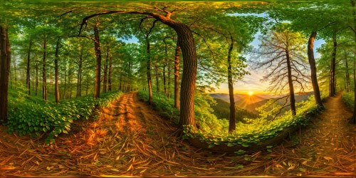 A serene forest at golden hour, each leaf and branch meticulously detailed in ultra-high resolution, capturing vibrant colors and intricate textures, a masterful masterpiece of extraordinary quality.