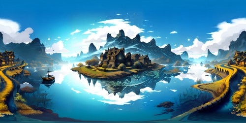 Mysterious, drifting solitary boat, tranquil frost-chilled river. Dense, swirling mist, Chinese ink style, fascinated VR360 view. Masterpiece quality, organic patterns, ultra high-res textures, traditional, classical. Overwhelmingly detailed, meticulously crafted VR360 canvas.