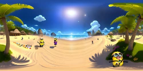 Minions in Despicable Me. (ON THE BEACH)