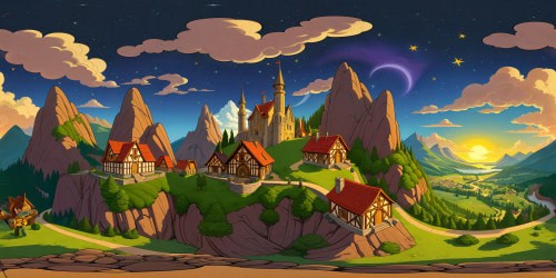 Crafted with unparalleled detail, a flawless 8K tapestry of the Old School RuneScape realm unfolds before you, boasting opulent medieval tones, expansive majestic mountains, lively villages, and a secluded PvP realm, all under a captivating night sky brimming with celestial wonders and cosmic grandeur.