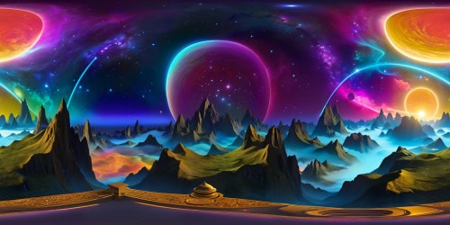 VR360 cosmic masterpiece, ultra high-res celestial panorama. Glittering constellations, sweeping nebulae in VR360 grandeur. Digital art fusion - luminescent cosmic spectacle, celestial wonders. Pixar-style surreal art blend, transcending perception. Uncharted stellar marvels, engaging the senses.