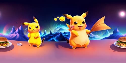 fluffy Pikachu holds a kebab