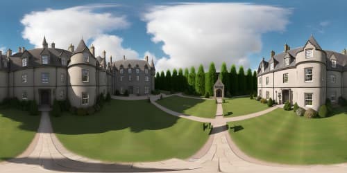 scottish castle garden, realistic, award winning photo