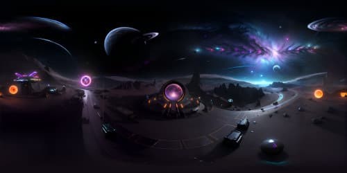 Masterpiece VR360, ultra-high res galactic panorama. Iridescent nebulas, swirling galaxies, subtle asteroid clusters. Cosmic magnificence, fantastic realism, VR360 cosmic brilliance. Pixaresque, detailed starlight, digital art galaxy, ultra-high resolution VR360 rendering.