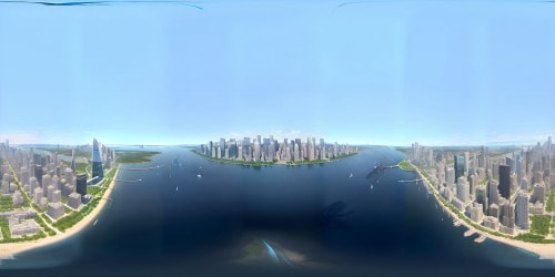 Masterpiece VR360 panorama, New York 2024, towering skyline, summer noon. High-rise marvels, ultra high res glow. Dazzling penthouses, VR360 skyscraper vista, crystal clarity. Post-modern excellence, top-notch finesse, intricate detailing. Radiant light nobility, elegant shadow theatre. Impeccable quality, masterpiece cityscape.