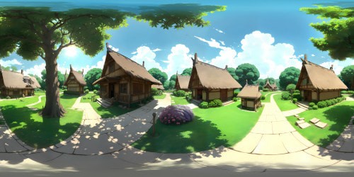 VR360 panorama, Totoro's house, intricate woodwork, thatched roof,  
Snaking vines, blooming wildflowers, towering Camphor tree backdrop, 
Soft pastel hues, Studio Ghibli-esque animation, delicate linework, watercolor wash,
VR360, Japanese countryside, cozy rustic charm, blend of realism and anime artistry.