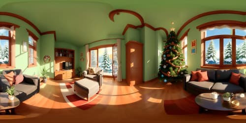 small green PINE tree inside a living room