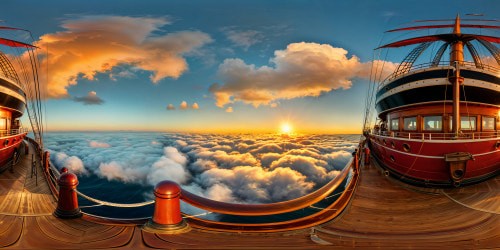 The weathered deck of a majestic vintage sea vessel under a dramatic sunset, with the seasoned actor Liam Cunningham embodying the role of a seasoned captain, a flawless cinematic setting, high-definition details capturing every weathered plank and the warmth of the setting sun.