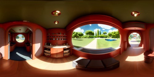 Ultra high res VR360 masterpiece, sophisticated color palette, photorealistic lighting. Ultra high res realism, VR360 panoramic view, depth revealing shadows. Textures with minute detailing, sumptuous quality, elaborate contrasts, best quality.