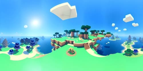 fantasy forest and blue sky on a floating island