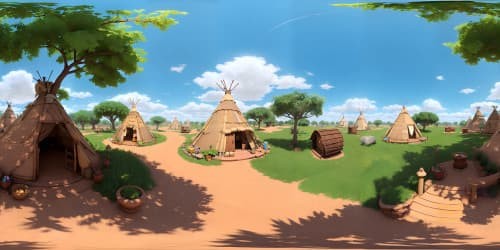 indian village of teepees