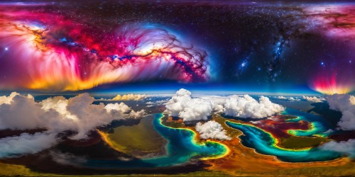 A breathtaking ultra-high-resolution masterpiece of the universe, an awe-inspiring celestial vista of a nebula-strewn galaxy, swirling with vibrant colors and shimmering stars, rendered in flawless detail under a kaleidoscope of cosmic hues.