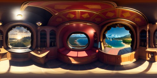 VR360 painting-style texture, detailed pattern intricacy. High-res visual masterpiece, deep color saturation and brilliant contrast. Renaissance-style detailing on VR360 immersive scope, top-notch quality, refined elegance.