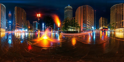 A bustling city street transformed into the ultimate fighting arena, neon lights reflecting off rain-soaked pavement, towering skyscrapers casting long shadows, dynamic sprays of water from a splashing fire hydrant, creating a gritty, intense vibe captured in flawless ultra-high resolution.