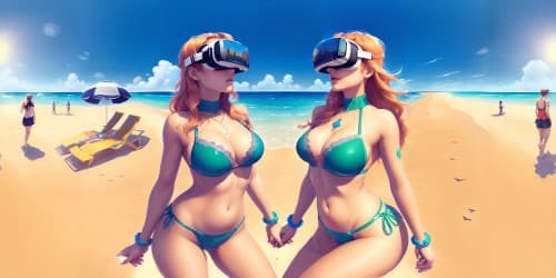 WOMEN AT THE BEACH WEARING SWIMSUITS BOOBS