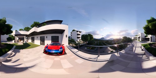 VR 360 view ultra high-quality masterpiece high resolution luxury outdoor scene balcony