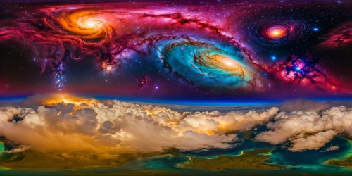 An awe-inspiring celestial vista of a nebula-strewn galaxy, swirling with vibrant colors, shimmering stars, and planetary bodies, rendered in flawless detail under a kaleidoscope of cosmic hues, a breathtaking ultra-high-resolution masterpiece of the universe.