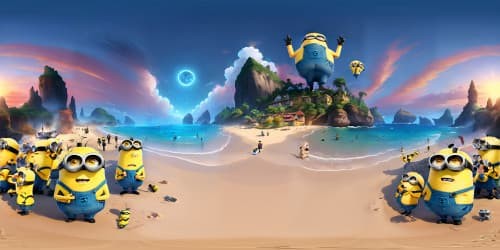 Minions in Despicable Me. (ON THE BEACH)